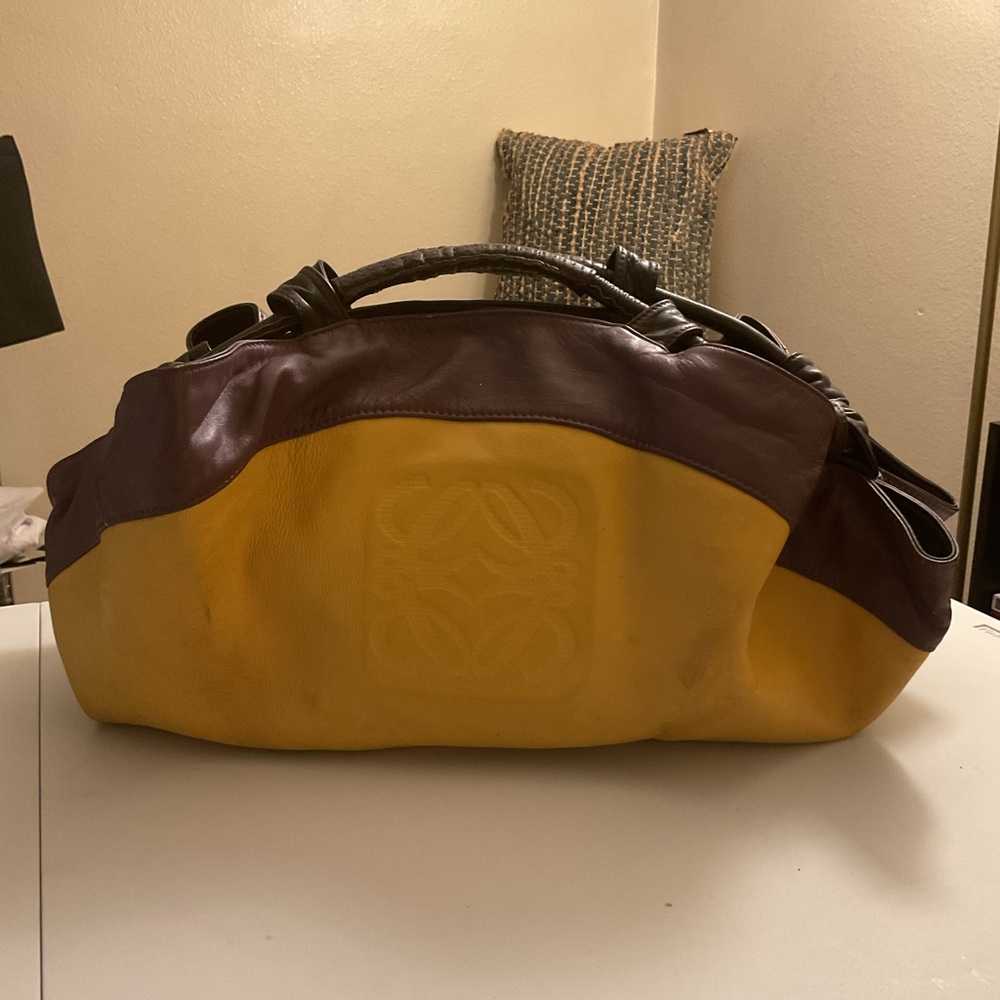 Loewe Nappa Aire Yellow and Brown Leather Shoulder Bag